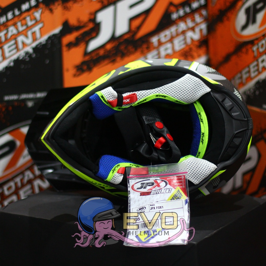 HELM JPX CROSS_FOX1 SERI X35 - FLUO YELLOW DOFF + GOOGLE SNAIL (ONGKIR 2 KG) HELM JPX X35 YELLOW FLUO ORIGINAL HELM JPX CROSS X35 MOTIF HELM JPX TERBARU