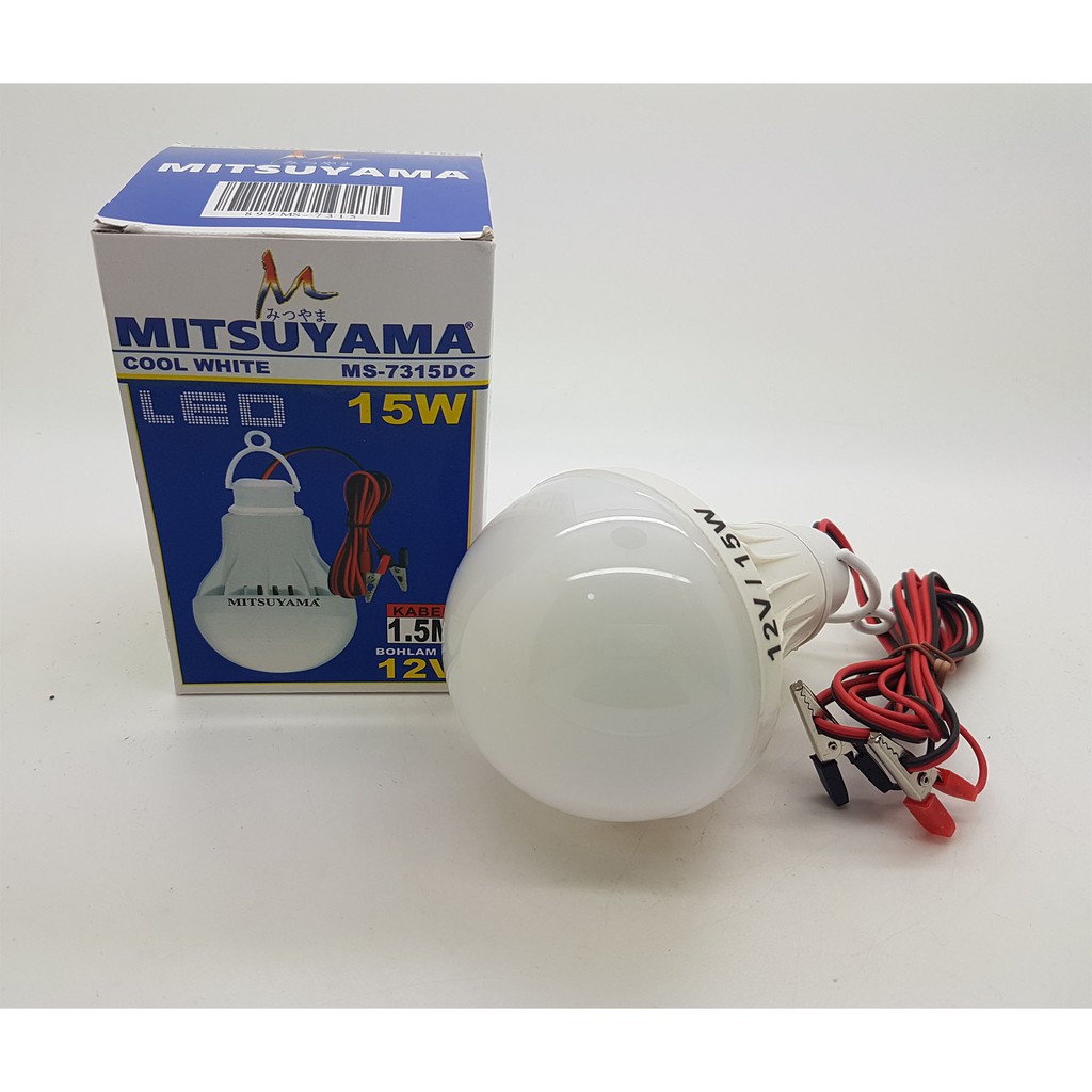 Lampu Led DC 12v MITSUYAMA 15w - Model Lansung Jepit ke Baterai / aki