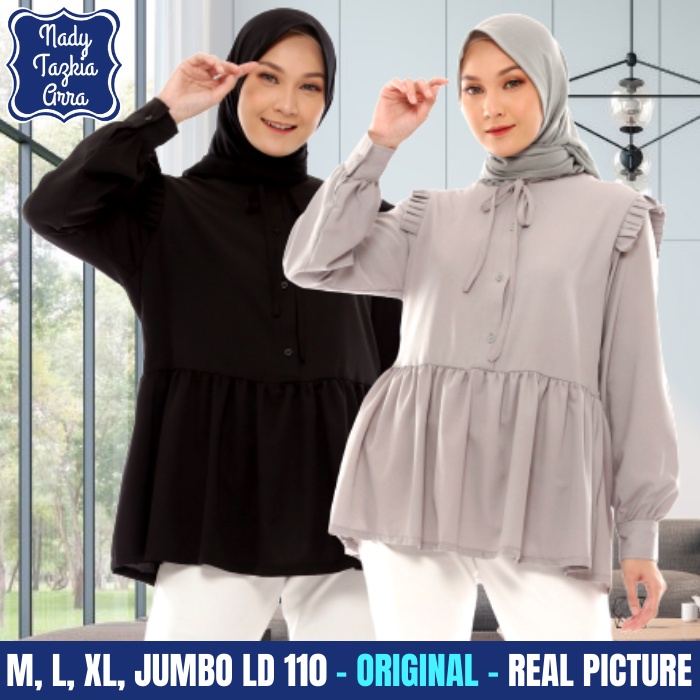 NADYTZK Baju Atasan Hem Kemeja Kameja Blouse Blous Blose Blus Bluse Kondangan Busui Lengan Panjang A