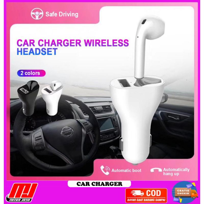 Car Charger With Headset Wireless Bluetooth