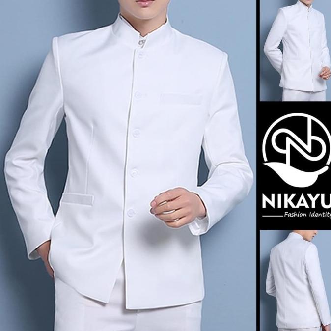 Blazer KIYOSHI WHITE - Jas Pria SLIMFIT SHOP Baju Pakaian koko putih
