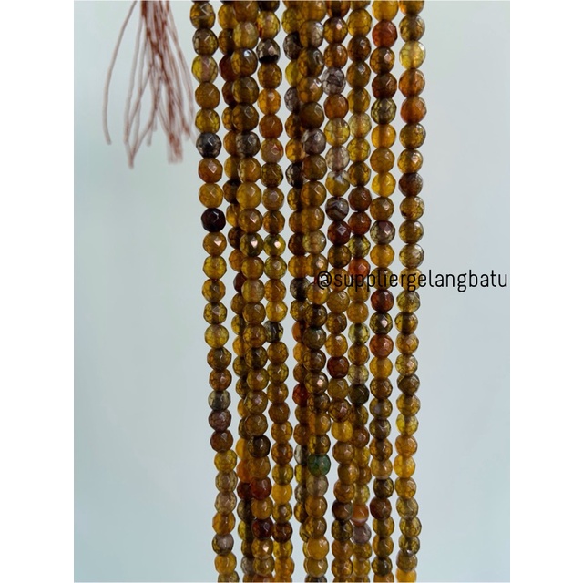 bahan yellow agate cutting 4mm natural kuning corak akik alam facet