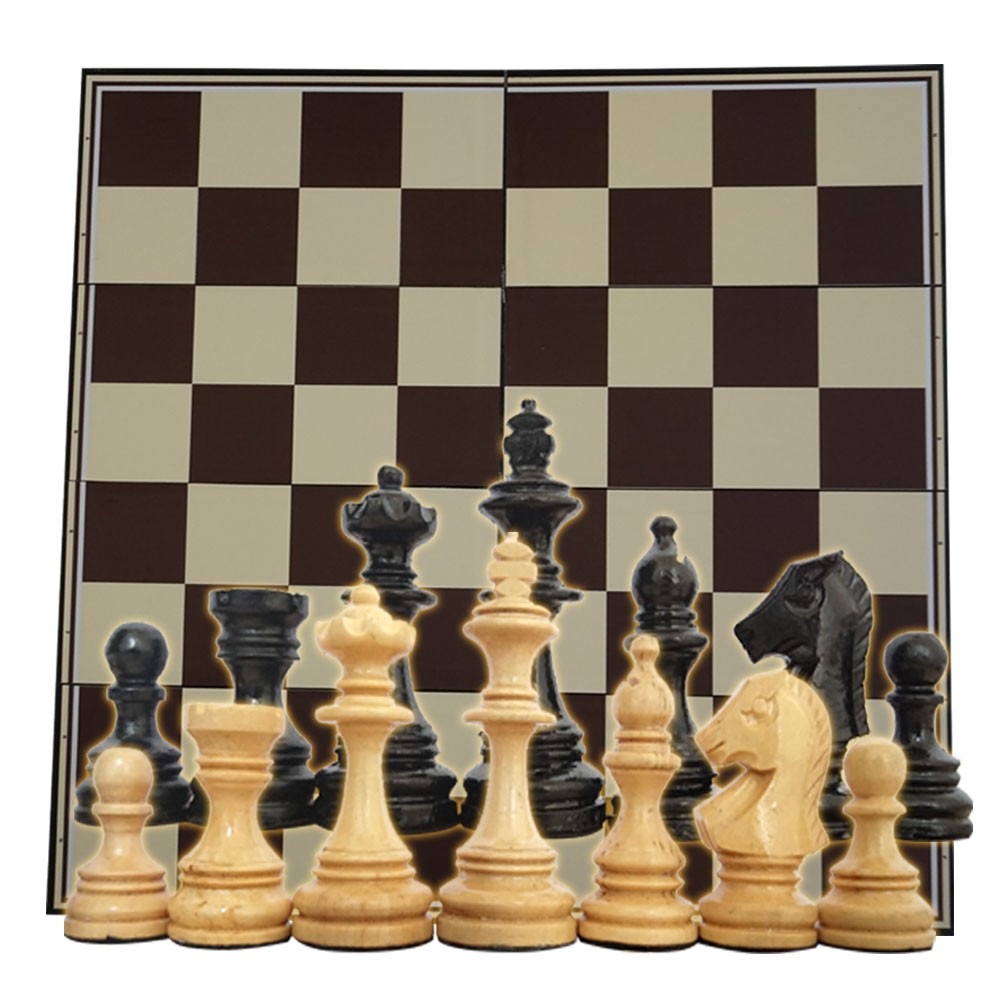 Chesspedia Paket Bidak Catur Kayu Mentaos Model Semeru + Papan Catur Lipat 4 Standar Percasi