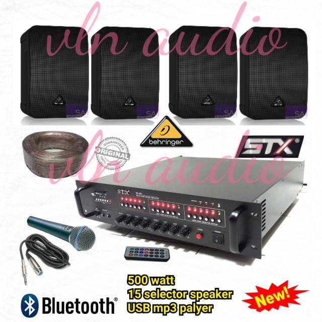paket sound ampli STX PA 500watt & 4bh speaker BEHRINGER 1C ORIGINAL
