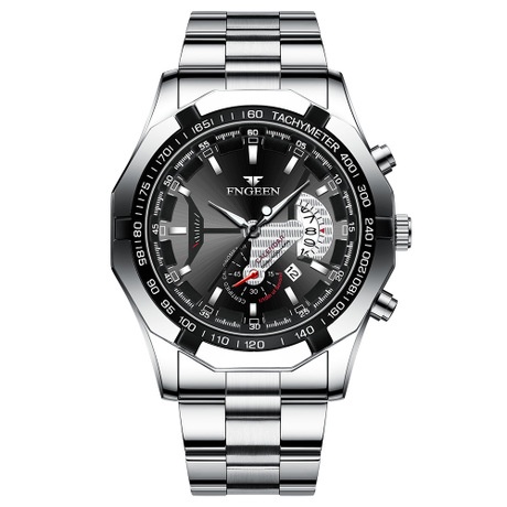 JAM TANGAN IMPORT PRIA FNGEEN JAM008S3 SILVER CLEMENTE COWOK GLOW IN THE DARK ORIGINAL MURAH BRANDED