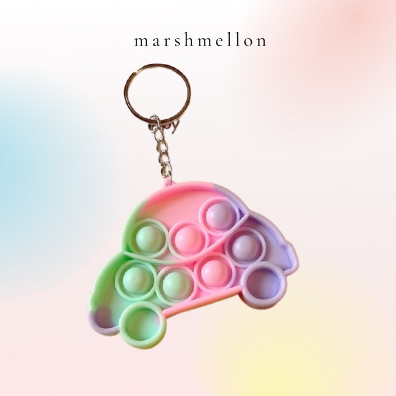 Gantungan Kunci Pop It & Gelang Pop It Pastel Rainbow | Pop It Gurita | Princess Key Chain (Snow White Cinderella Aurora Belle) | Pop It Warna Lilac Pink Tosca Fidget Key Chain Macaron-Car