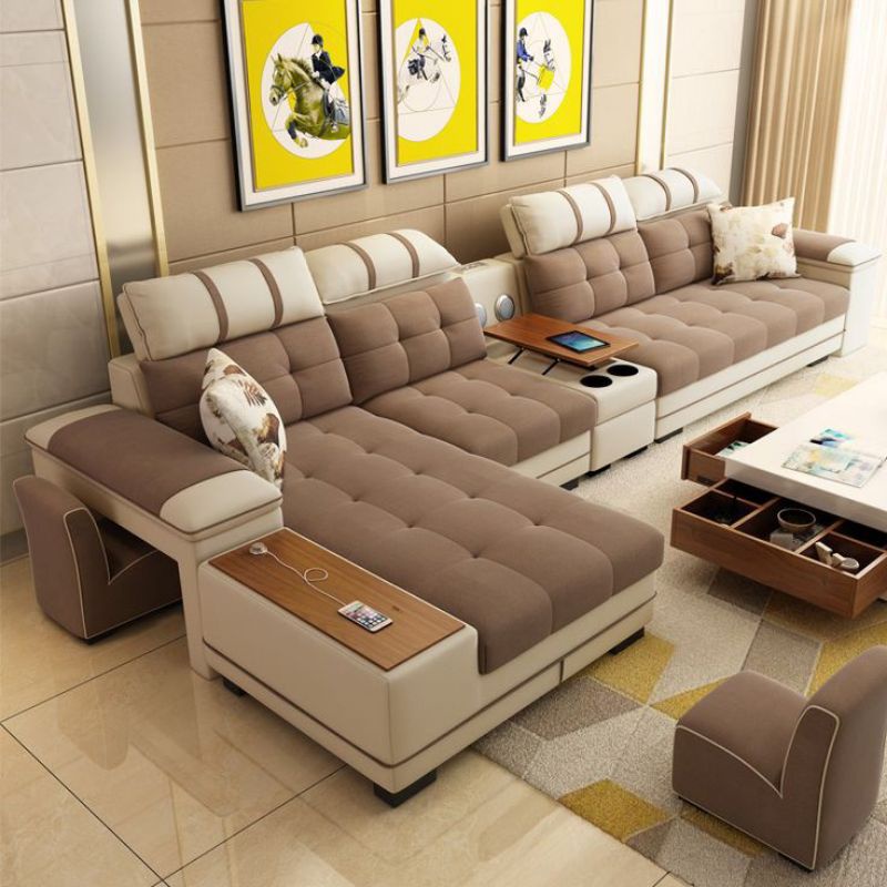 Sofa Minimalis L Sudut Sofa Kursi Tamu Kayu Jati Fullseat Meja Sofa Tamu Coklat