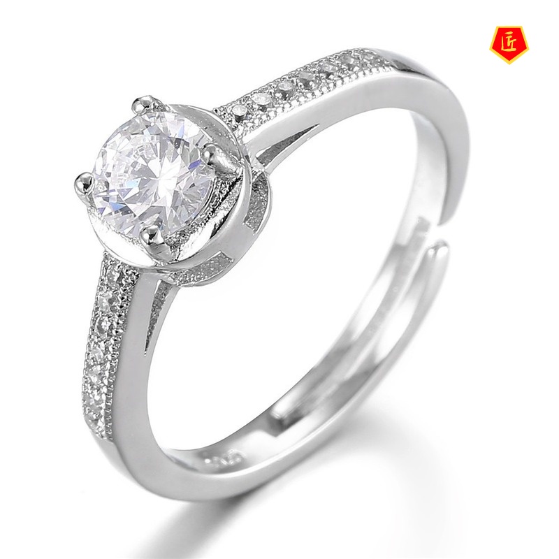 [Ready Stock]Simple Fashion Personality Female Silver Diamond-Studded Ring
