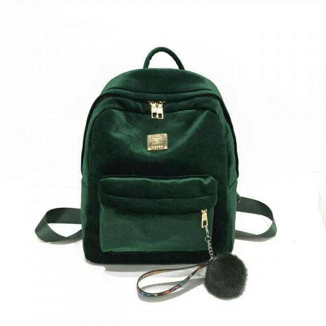 Tas ransel wanita beludru / woman fashion velvet backpack / tas ransel fashion import