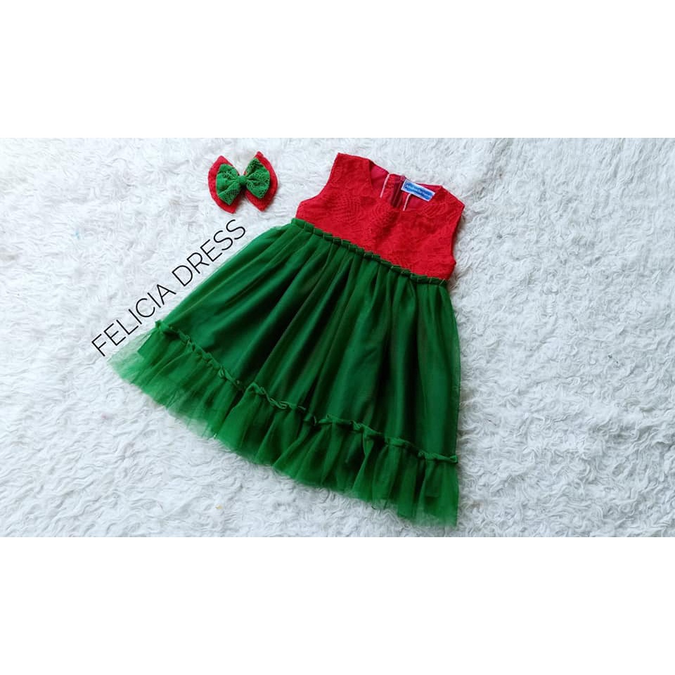 LOLLYLALYTHA - FELICIA DRESS BROKAT ANAK SIZE 0 - 10 TAHUN BISA COUPLE IBU DAN ANAK / DRESS NATAL AN