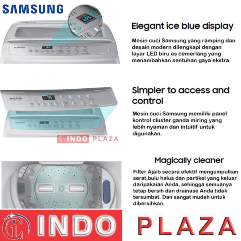 MESIN CUCI SAMSUNG 1 TABUNG 9 Kg WOBBLE WA90H4200SG