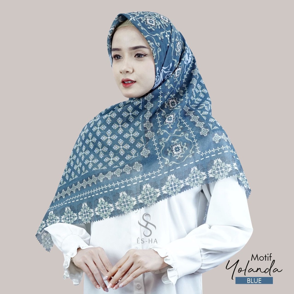 COD PROMO DENAY KW HIJAB SEGIEMPAT VOAL MOTIF / JILBAB DEENAY KW MOTIF TERMURAH-YOLANDA BLUE