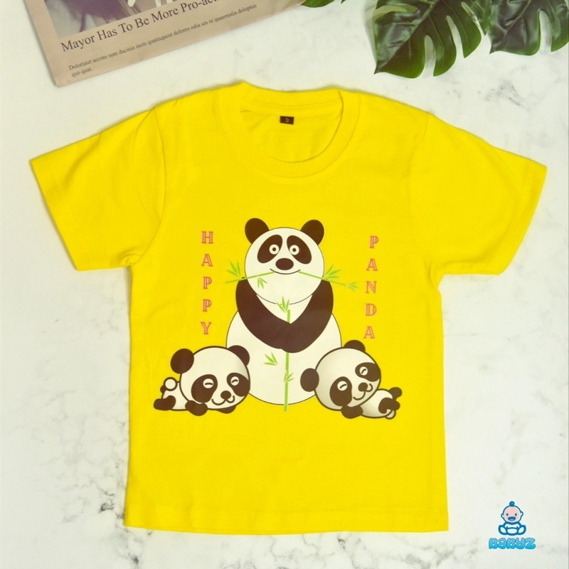 Kaos T-Shirt Baju Anak Laki Laki Perempuan Unisex Family Shirt Model Panda Happy Family