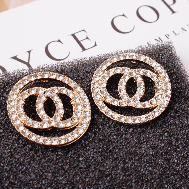 Anting Stud 925 Silver Needle Model Cincin Ganda Aksen Berlian Untuk Aksesoris