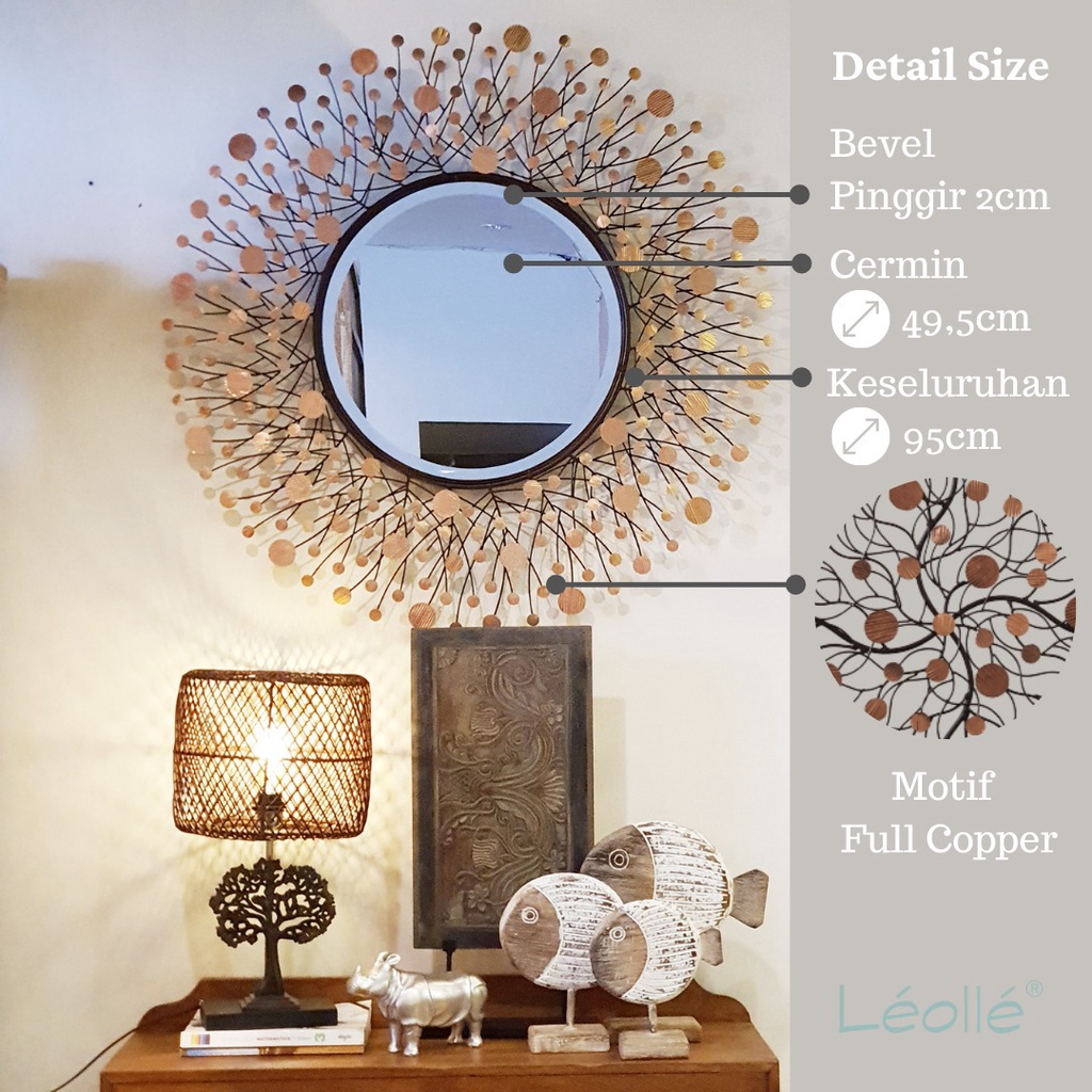 Leolle Hiasan Dinding Cermin Mewah untuk Interior Dekorasi Dinding