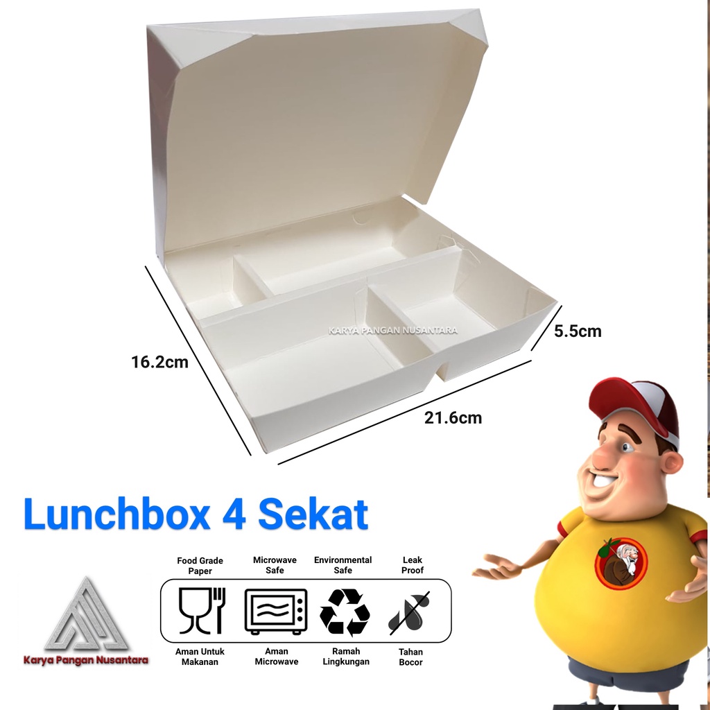 Jual Paper Lunch Box Bento Sekat Food Grade Kotak Makan Kertas Lunchbox Shopee Indonesia