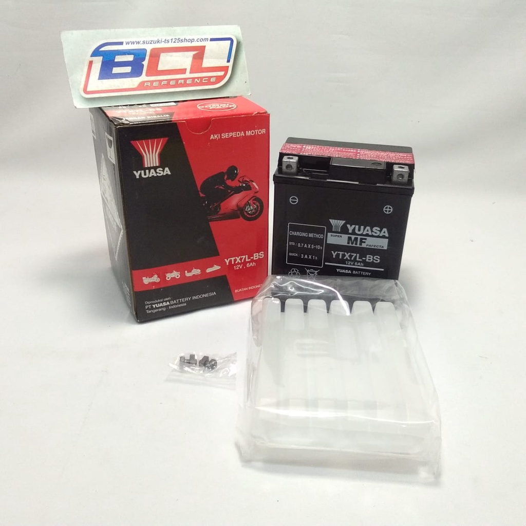 AKI SEPEDA MOTOR ACCU YUASA YTX7L-BS AKI BASAH 12V/6Ah