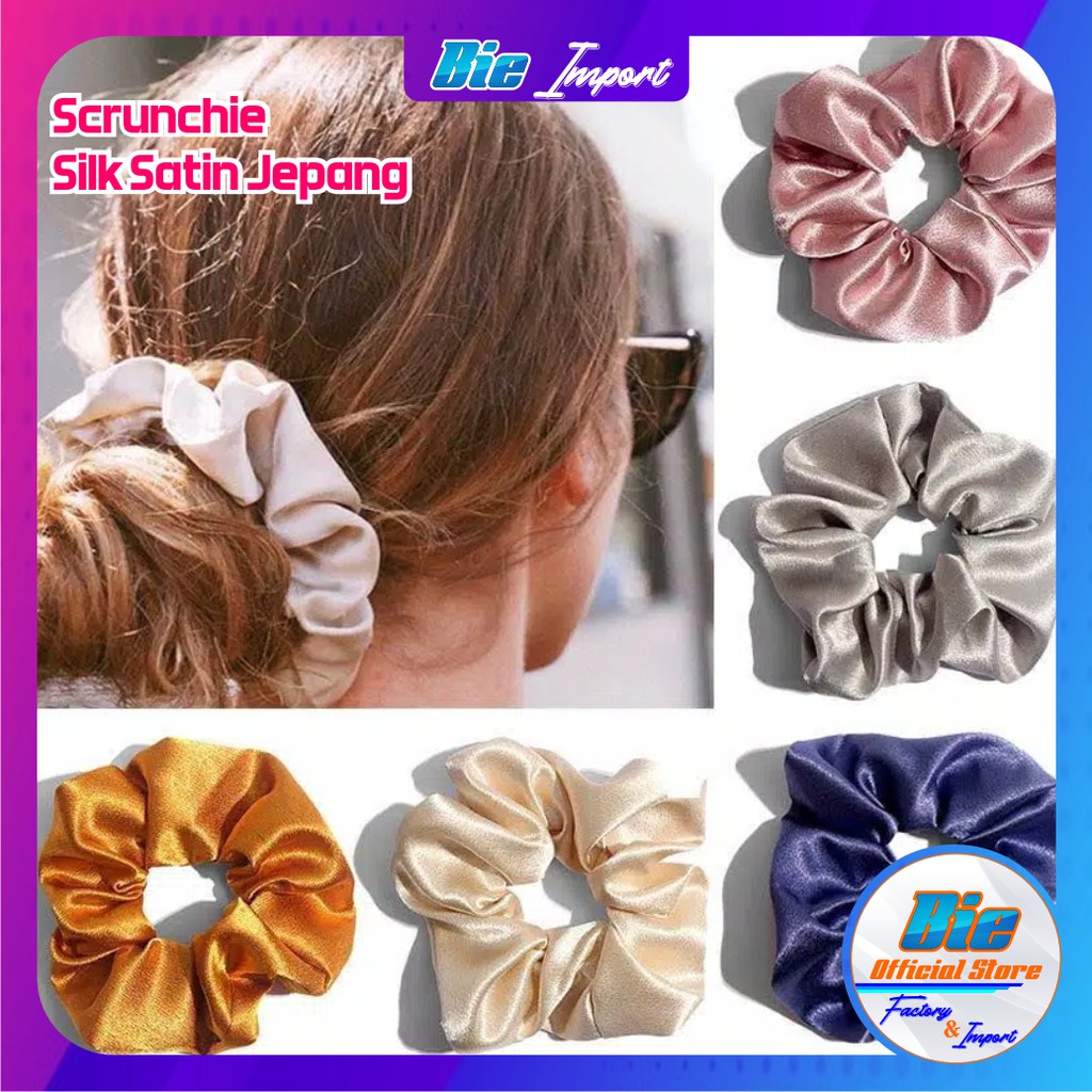 Scrunchie Satin Silk Jepang Size Jumbo / Ikat Rambut Satin Jepang