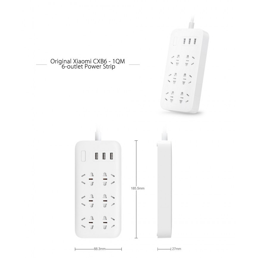 Original XIAOMI Mi Smart Power Strip 6 Socket 3 USB Port