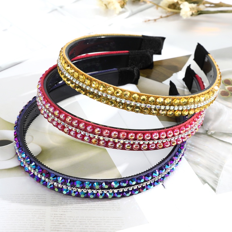 Bando Tipis Hias Kristal Berlian Imitasi Gaya Retro Untuk Wanita