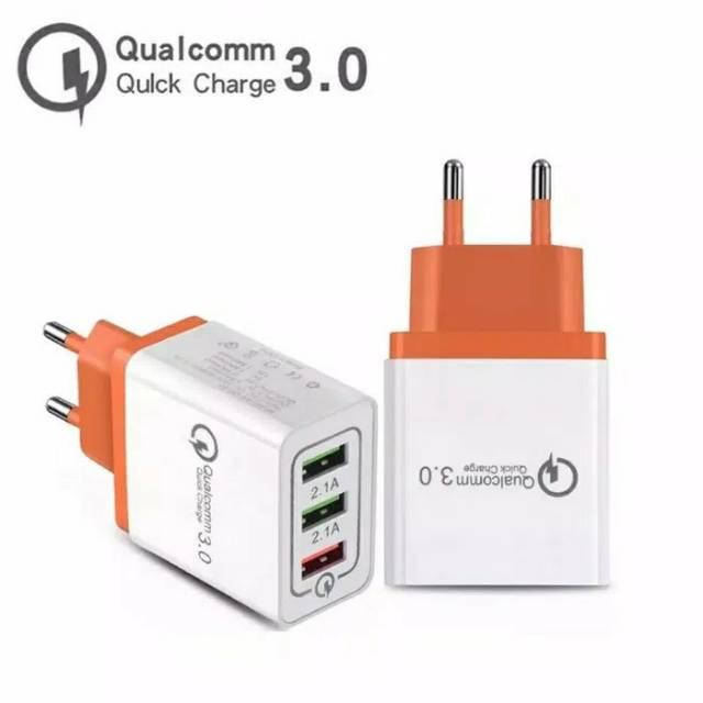 Quick Charging QC 3.0 3 USB Port Smart Charger Hp Adaptor Murah