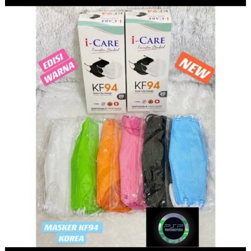 PSP Masker 10 Pcs KF94 ICARE 3D Nose Clip Design Not KN95 Duckbill