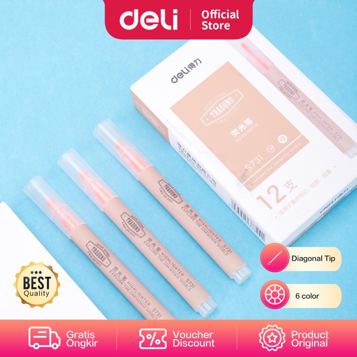 

Terlaris Deli Highlighter 6-Warna Candy, desain kepala miring S731 - Orange