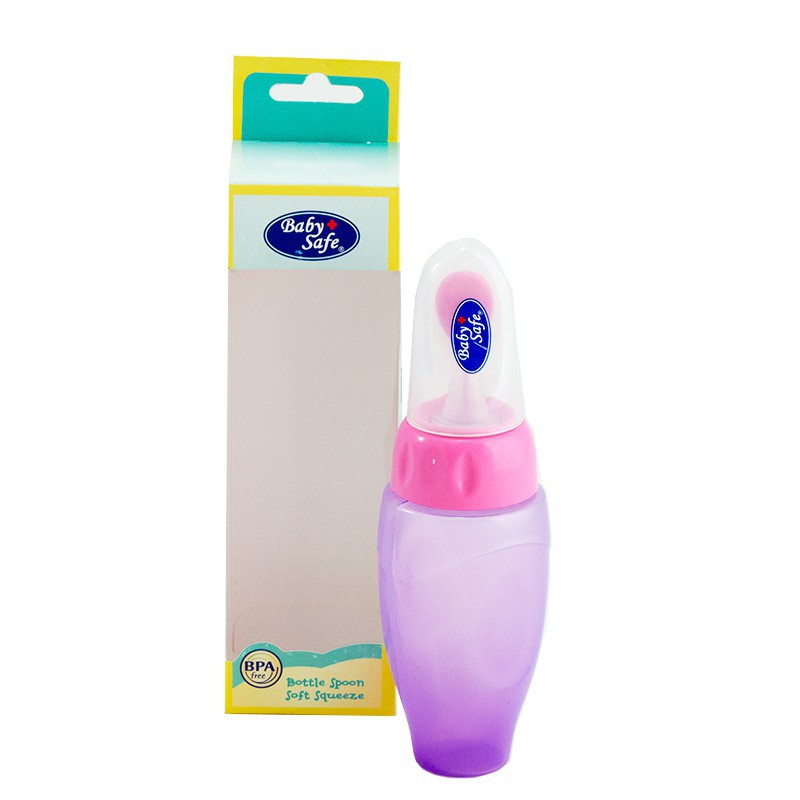 Baby Safe Bottle Spoon Soft Squeeze JP029 Botol Sendok Ungu