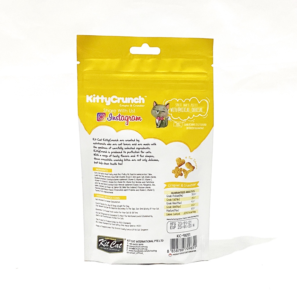 Kit Cat Kitty Crunch 60 gr - Kitcat Cemilan/Snack Kucing Kering Enak