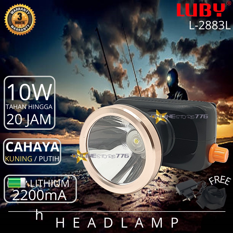 SENTER KEPALA / SENTER KEPALA LUBY L2883 / HEADLAMP LUBY L2883L / SENTER KEPALA RECHARGEABLE 10WATT / 10W