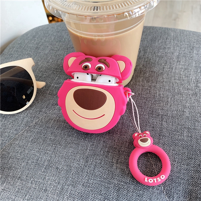 Casing Soft Case Silikon Motif Kartun Lotso Huggin Bear Snoopy Untuk Apple Airpods 1 / 2