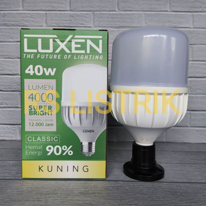 LUXEN LAMPU LED CLASSIC 40W 40 WATT CAHAYA KUNING WARM WHITE 3000K GARANSI 1 TAHUN