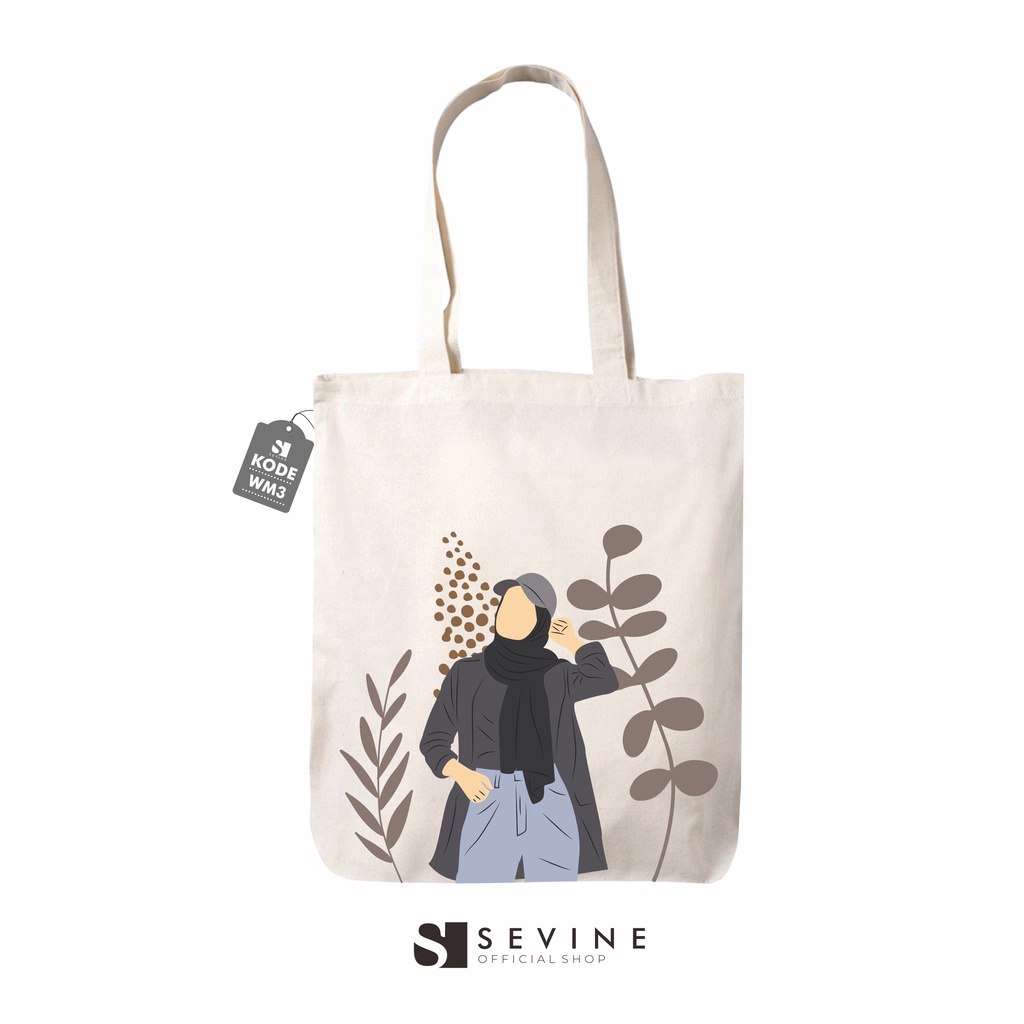 Sevine Tote Bag Resleting Drill Totebag Tas Laptop Wanita Woman Art - WM