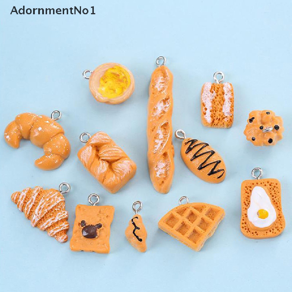 (AdornmentNo1) 10pcs / Set Liontin Resin Bentuk Hamburger / Sandwich / Makanan Untuk Perhiasan Diy