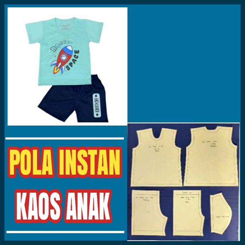 Pola baju instan setelan kaos anak - Pola sudah di potong,pola sudah ada kampuhnya,Pola tinggal jipl