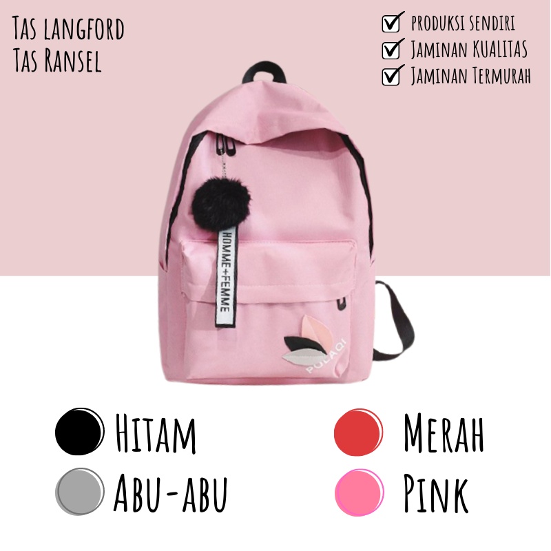 Tas Ransel Backpack Punggung Fashion Korea Kekinian Simple Elegan Casual Wanita Perempuan