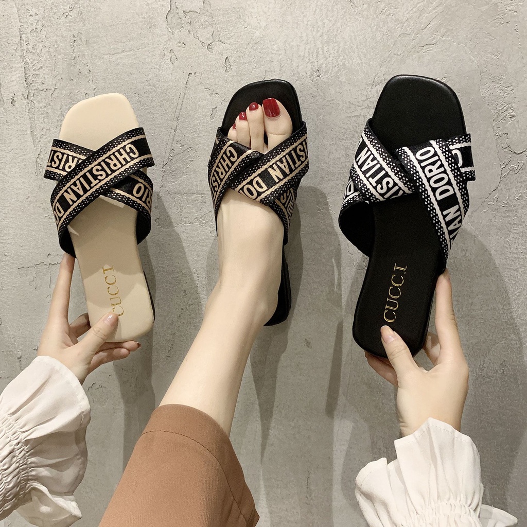 SS2232 sandal wanita import murah sendal slop selop terbaru flip flop kekinian