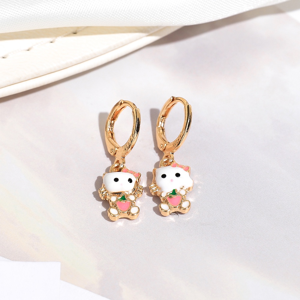✨D.G.C✨Titanium Set Perhiasan Anak Perempuan Lucu Hellokitty Kalung Gelang Anti Karat Anting Tusuk Cewek Jewelry Cincin D428