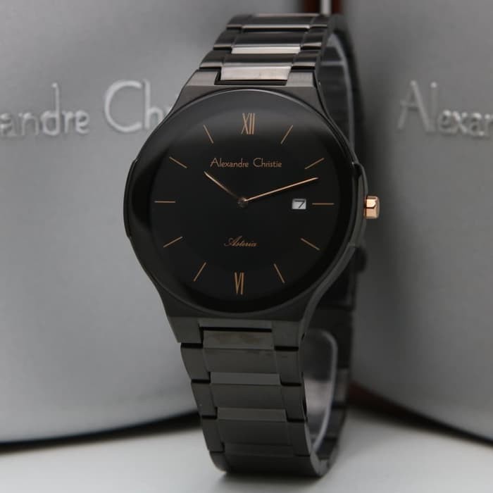 AC 8612 Alexandre Christie Jam Pria Full Black Original