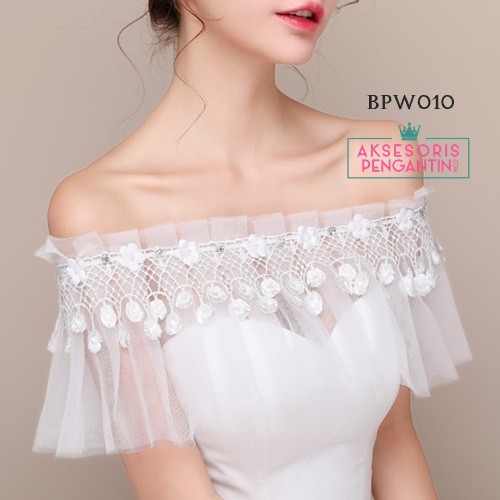 [TOKO TERPERCAYA] AKSESORIS WEDDING BOLERO PENGANRTIN LACE BROKAT PUTIH BPW010