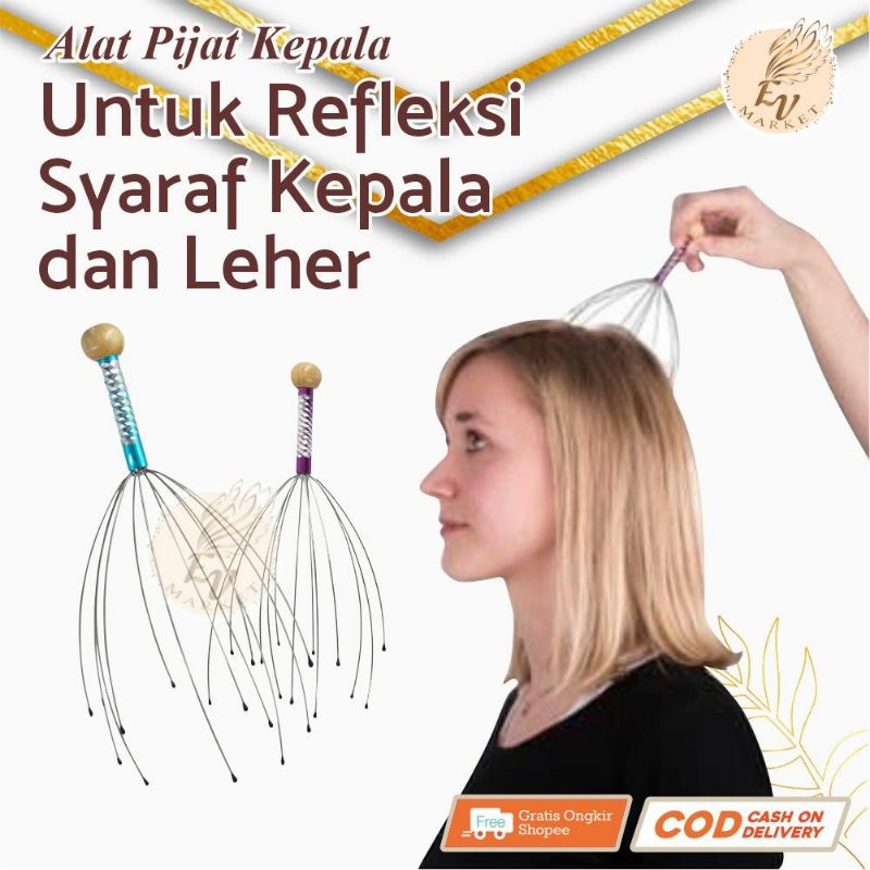 bokoma plastik alat pijit kepala bola besi 5 jari alat pijit gurita 5 mata