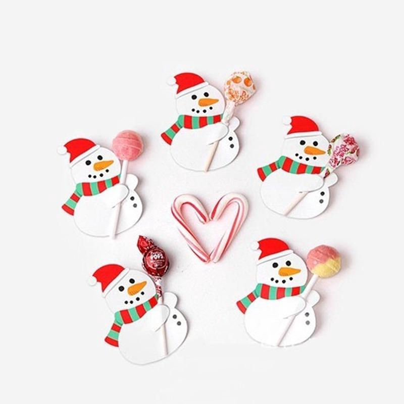 [Christmas Products] 25Pcs / Set Christmas Cute Snowman Lollipop Insert Cards