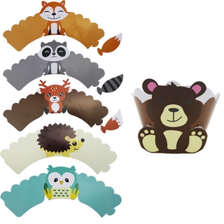 12pcs/set Wrapper Cupcake Motif Hewan Dinosaurus Safari Hutan Untuk Dekorasi Ulang Tahun Anak #8