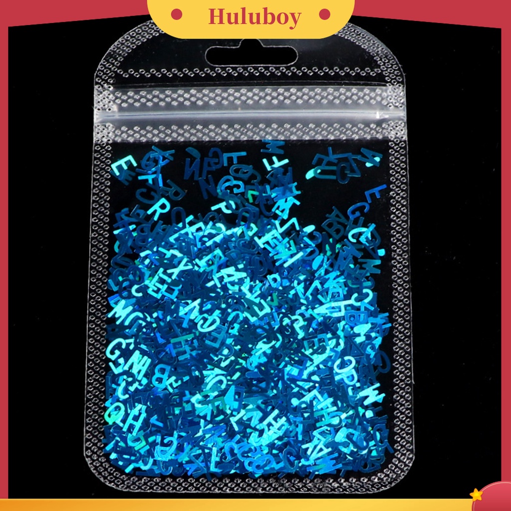 Huluboy Huluboy♡ 1 Pak Payet Glitter Motif Tulisan Campur Untuk Dekorasi Nail Art