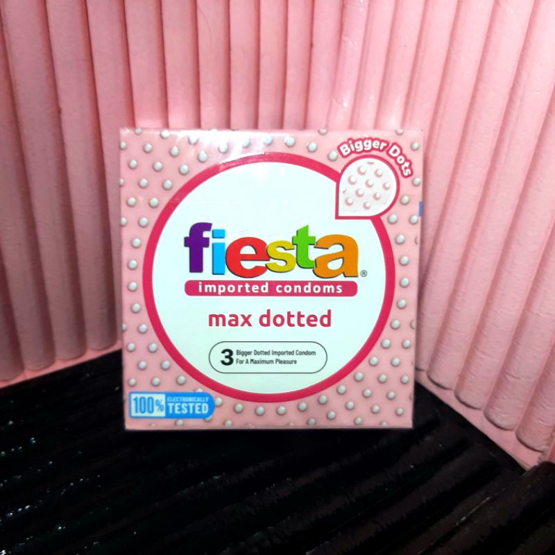 Kondom Fiesta Max Dotted Box isi 3 Pcs  / 12 Pcs Tekstur Dot Bintik Gerigi Bintil Meningkatkan Kepua