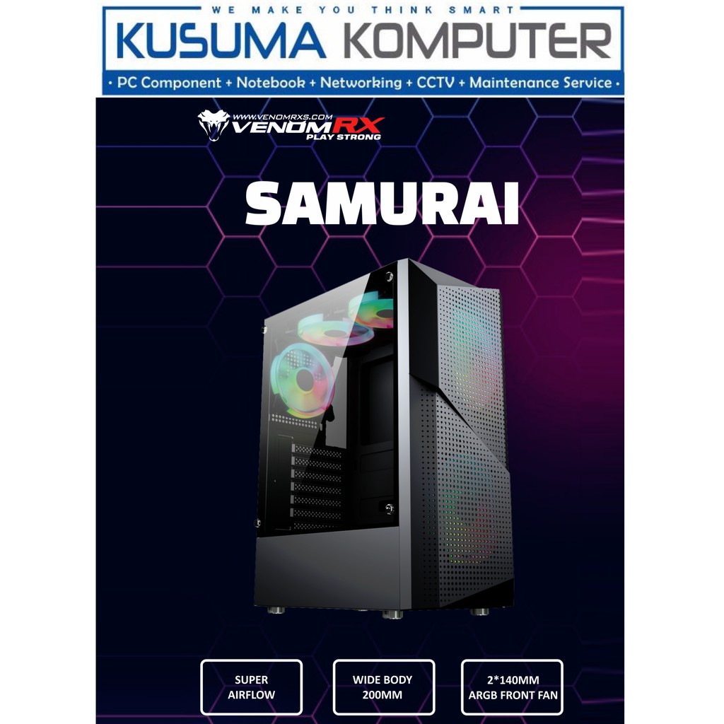 VenomRX Samurai + 2 Fan RGB Tempered Glass Casing Gaming PC