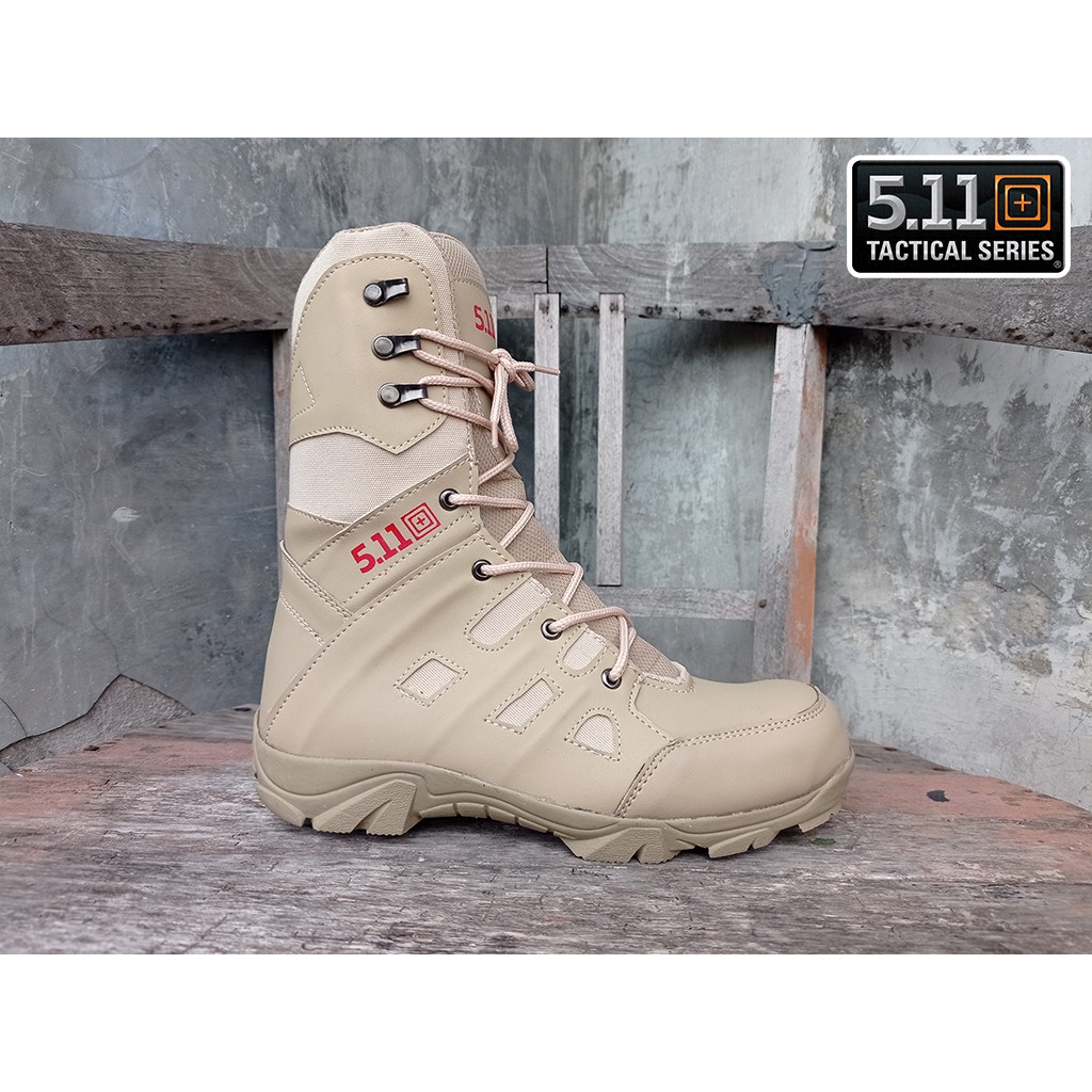 Sepatu PDL 5.11 Tactical SWAT Cream Ref Arboo Ujung Besi Resleting Cream Boots Safety