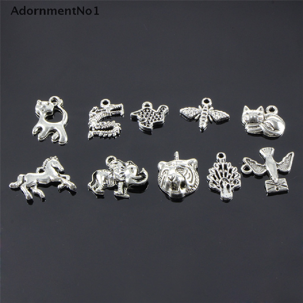 (AdornmentNo1) 100pcs / Lot Liontin Retro Bentuk Hewan Campur Warna Silver Untuk Perhiasan DIY