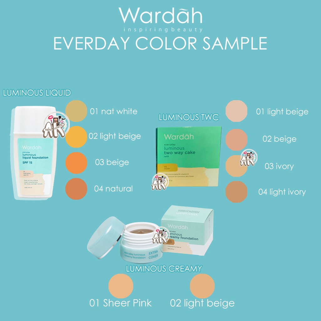 WARDAH EVERYDAY SERIES (LIQUID FOUNDATION/BB CREAM/TWO WAY CAKE/CREAMY FOUNDATION)