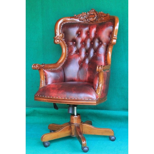 KURSI DIREKTUR HIDROLIS JATI SOLID PREMIUM. KURSI KERJA JATI